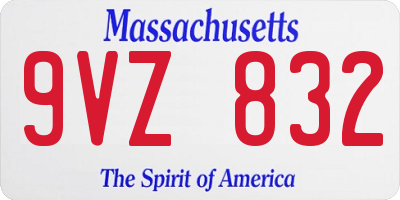 MA license plate 9VZ832