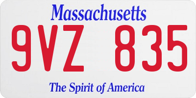MA license plate 9VZ835
