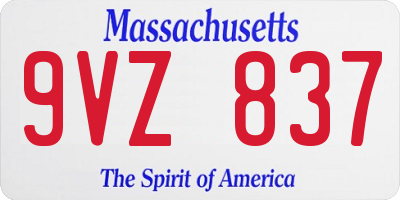 MA license plate 9VZ837