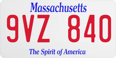 MA license plate 9VZ840