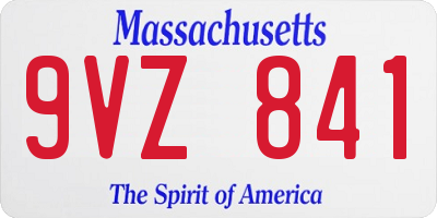 MA license plate 9VZ841