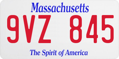 MA license plate 9VZ845