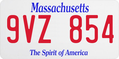 MA license plate 9VZ854