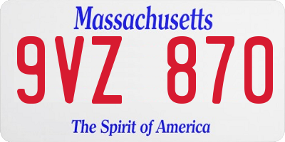 MA license plate 9VZ870