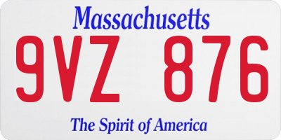 MA license plate 9VZ876
