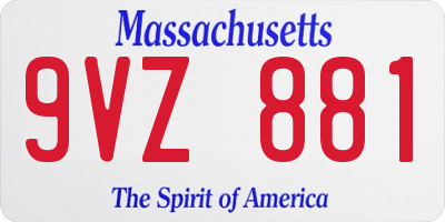 MA license plate 9VZ881