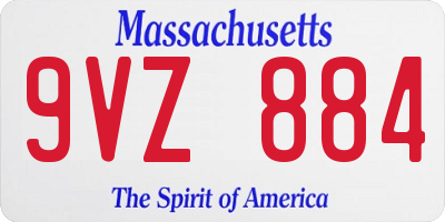 MA license plate 9VZ884
