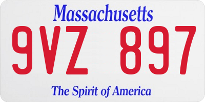 MA license plate 9VZ897