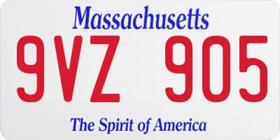 MA license plate 9VZ905