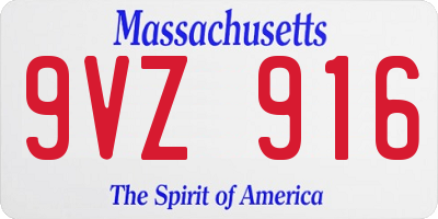 MA license plate 9VZ916