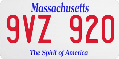 MA license plate 9VZ920