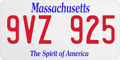 MA license plate 9VZ925