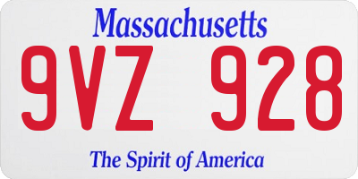 MA license plate 9VZ928
