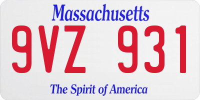 MA license plate 9VZ931