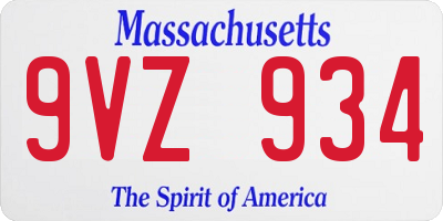 MA license plate 9VZ934