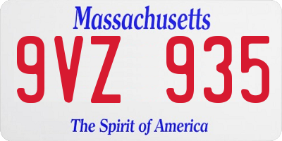 MA license plate 9VZ935