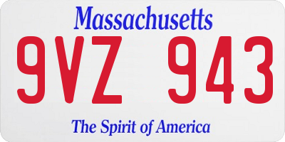 MA license plate 9VZ943