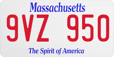 MA license plate 9VZ950