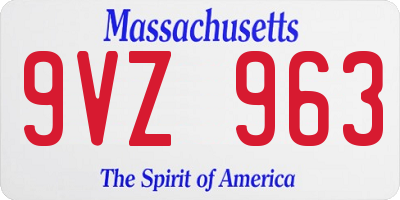 MA license plate 9VZ963