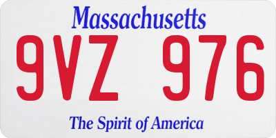 MA license plate 9VZ976