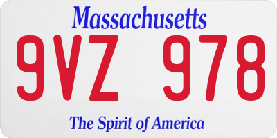 MA license plate 9VZ978