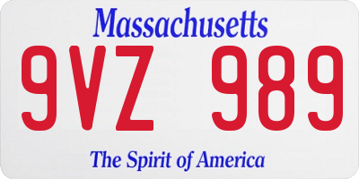 MA license plate 9VZ989