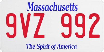 MA license plate 9VZ992