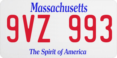 MA license plate 9VZ993