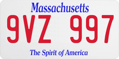 MA license plate 9VZ997