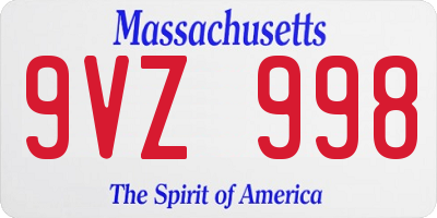 MA license plate 9VZ998