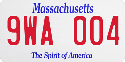 MA license plate 9WA004