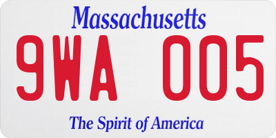 MA license plate 9WA005