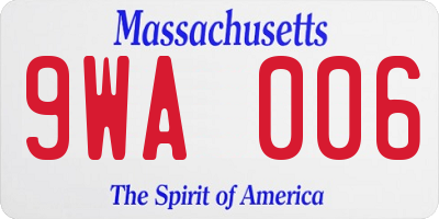 MA license plate 9WA006