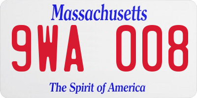 MA license plate 9WA008