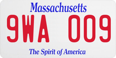 MA license plate 9WA009
