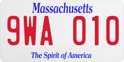 MA license plate 9WA010