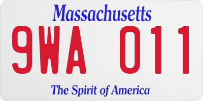 MA license plate 9WA011