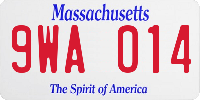 MA license plate 9WA014