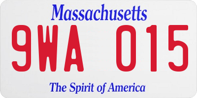 MA license plate 9WA015