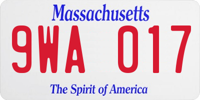 MA license plate 9WA017