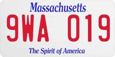 MA license plate 9WA019