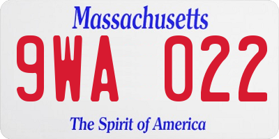 MA license plate 9WA022