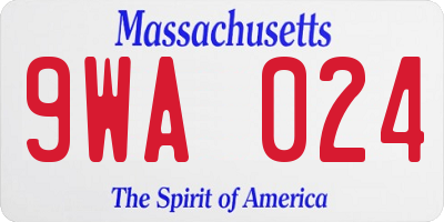 MA license plate 9WA024