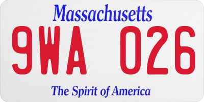 MA license plate 9WA026