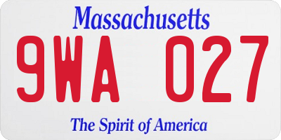 MA license plate 9WA027