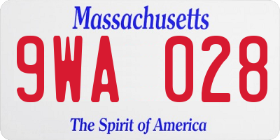 MA license plate 9WA028