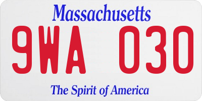 MA license plate 9WA030