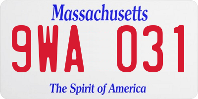 MA license plate 9WA031