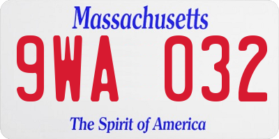 MA license plate 9WA032