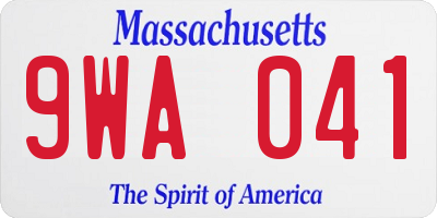 MA license plate 9WA041